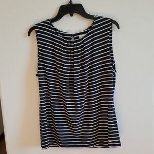 Calvin Klein Black and White Striped Blouse XL
